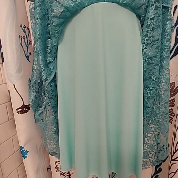 2/$20 2Ruby Rox Strapless Aqua Lace Satin Dress - Picture 5 of 7